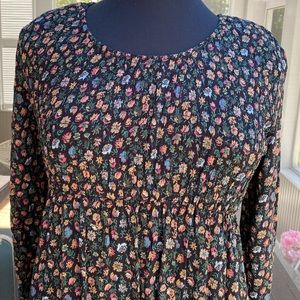 Vintage 90s Fall Floral Babydoll Grunge Dress
